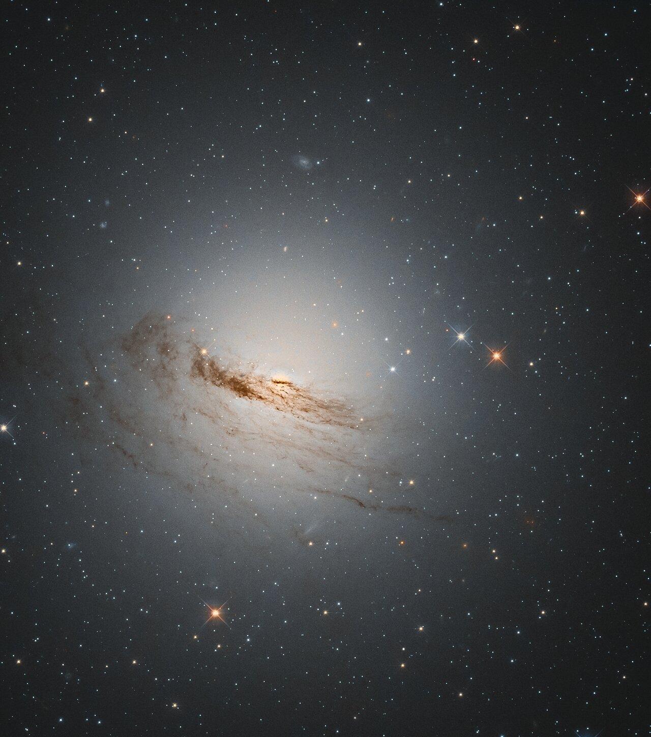 صورة لمجرة إن‌جي‌سي 1947 بمركزها الساطع الذي تخيطُ عبره مساراتٌ مُعتمة من الغبار الكوني، حيث تبدو كخيالات ظليلة (سِلويت) أمام ضوء النجوم. تظهر في مقدّمة الصورة نجوم مجرّة درب التبّانة المدبّبة وفي خلفيّتها مجرّات سحيقة.